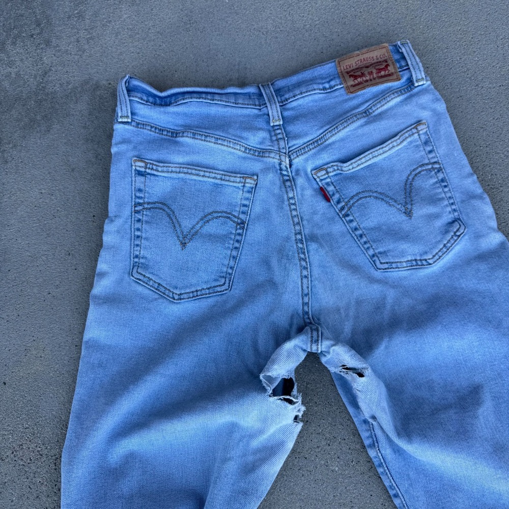 Levi's Ribcage Straight Ankle Jeans Women 29x27 Blue Denim Pants - Picture 11 of 12